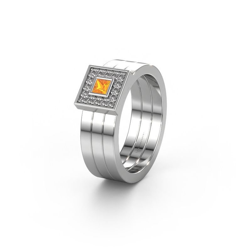 Wedding ring WH2104L 950 platinum citrin ±6x2.8 mm