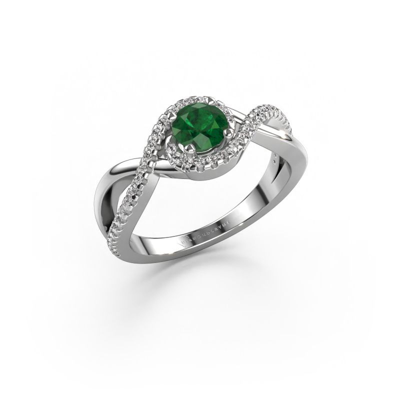 Engagement ring Melody 950 platinum emerald 5 mm