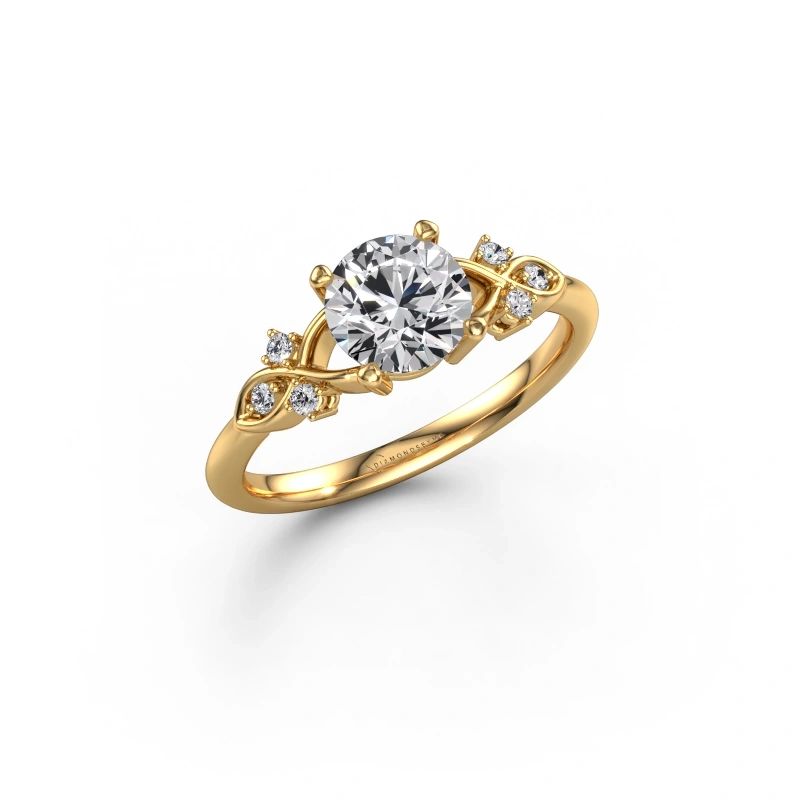 Bague de fiançailles Azra RND 585 or jaune diamant synthétique 1.072 crt