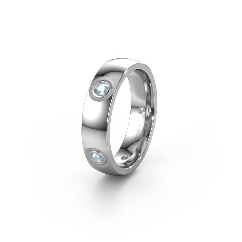 Wedding ring WH0139L25BP 585 white gold aquamarine ±5x2 mm