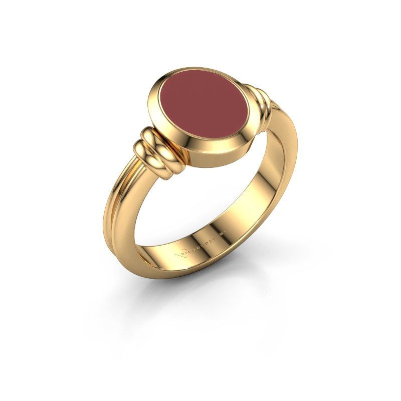 Afbeelding van Zegelring brenda 1<br/>585 goud<br/>rode emaille 10x8 mm