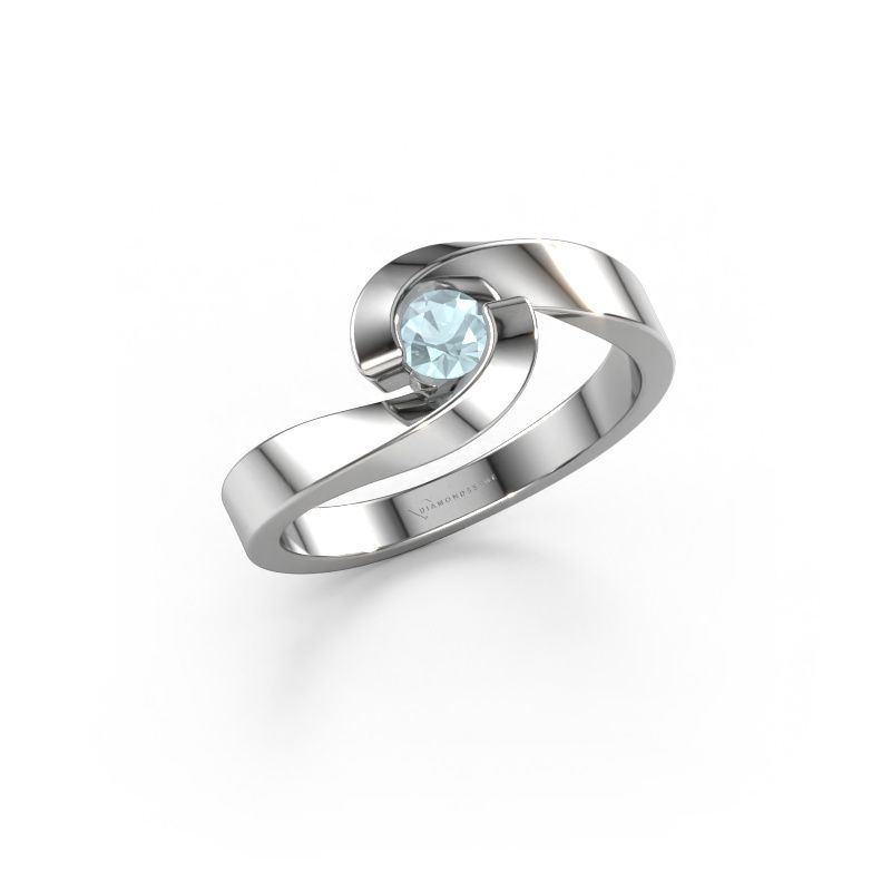 Verlobungsring Sheryl 950 Platin Aquamarin 3.7 mm