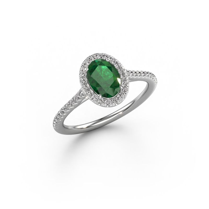 Engagement ring Seline ovl 2 950 platinum emerald 7x5 mm