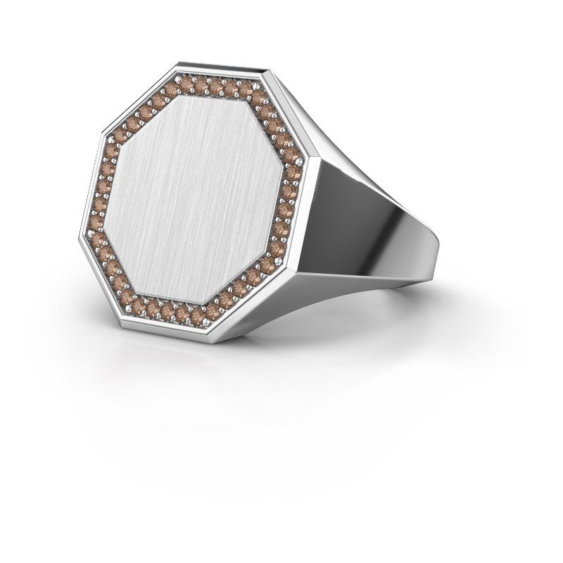 Image of Men's ring floris octa 4<br/>950 platinum<br/>Brown diamond 0.30 crt