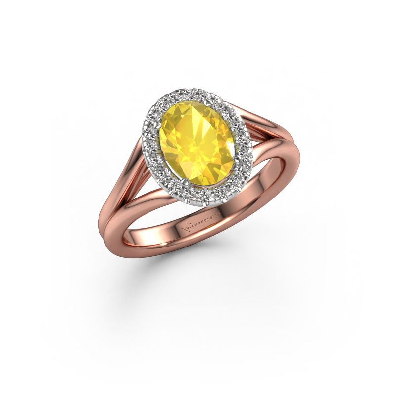 Verlobungsring Verla ovl 1 585 Roségold Gelb Saphir 8x6 mm