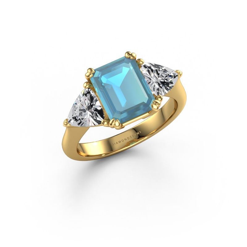 Engagement ring Paula 585 gold blue topaz 9x7 mm