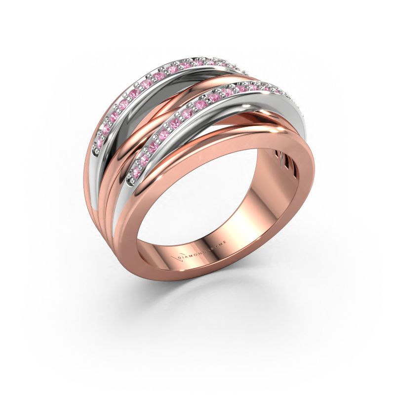 Bague Annabel 2 585 or rose saphir rose 1.2 mm