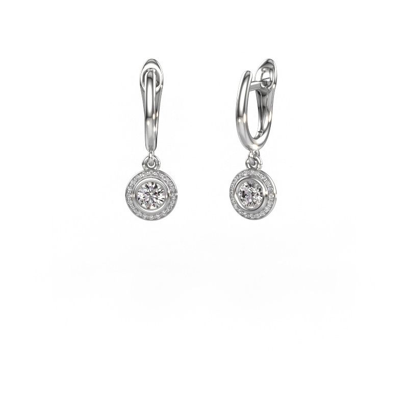 Pendants d'oreilles Noud RND 950 platine zircone 4 mm