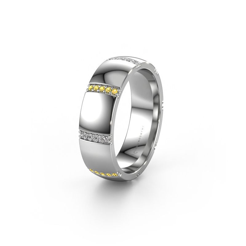 Wedding ring WH2124L26B 585 white gold yellow sapphire ±6x2 mm