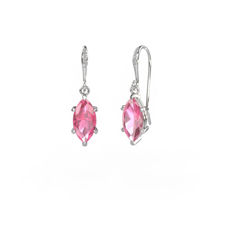 Pendants d'oreilles Laurie MRQ 2 585 or blanc saphir rose 10x5 mm