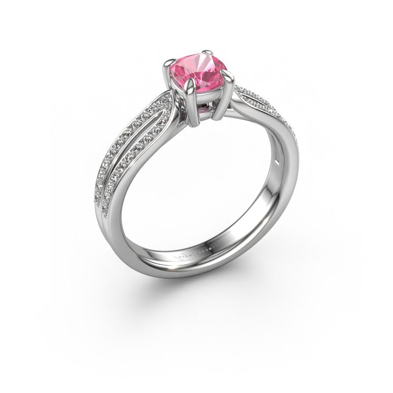 Bague de fiançailles Antonia cus 2 585 or blanc saphir rose 5 mm