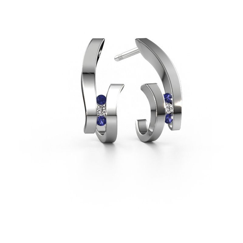 Oorbellen Juliette 585 witgoud saffier 1.5 mm