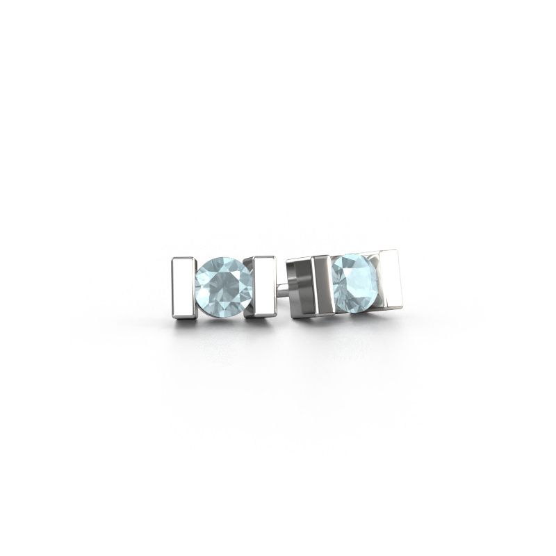 Stud earrings Lieve 950 platinum aquamarine 3.7 mm