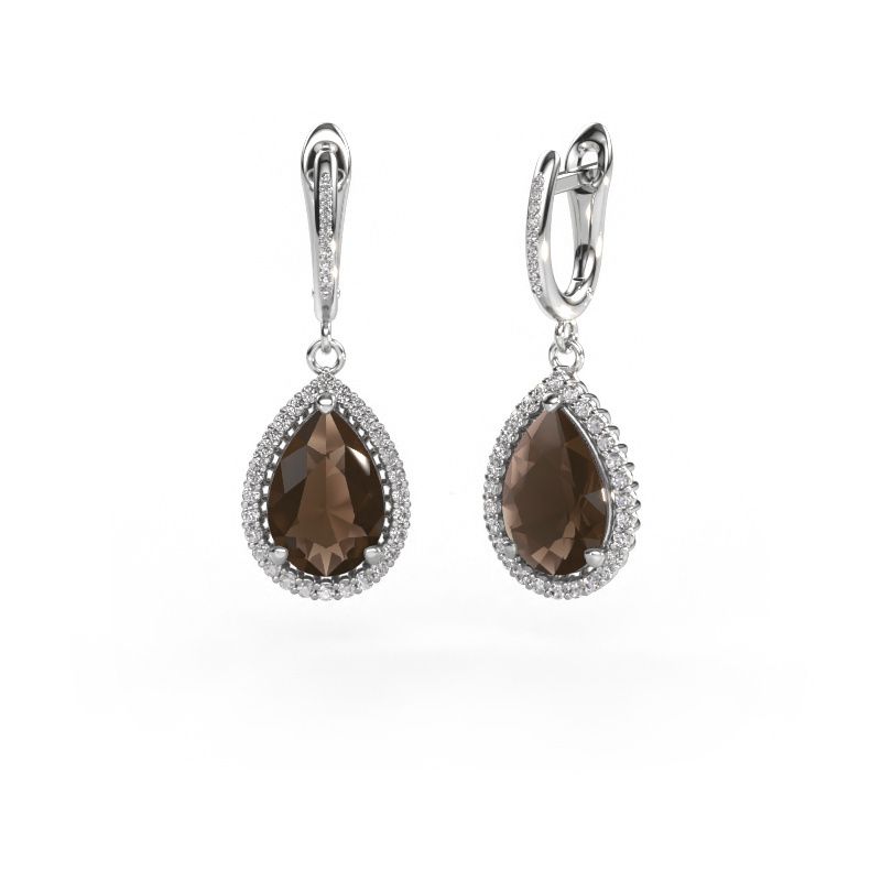 Pendants d'oreilles Tilly per 4 585 or blanc quartz fumé 12x8 mm