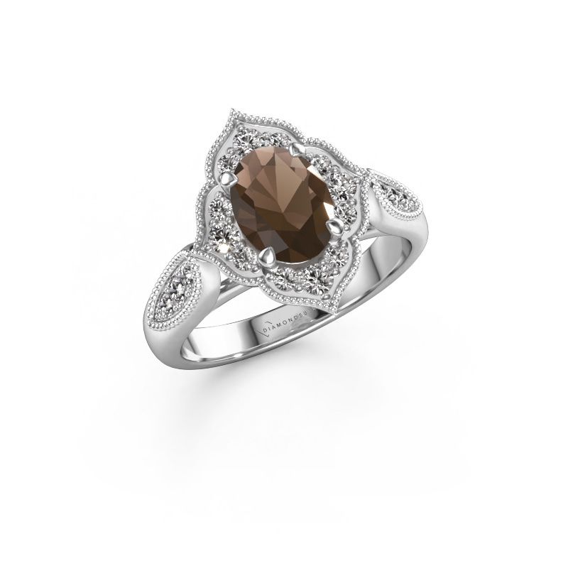 Bague de fiançailles Rosan 950 platine quartz fumé 8x6 mm