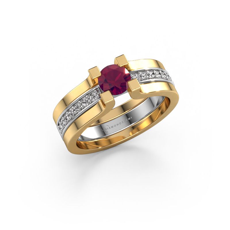 Verlobungsring Myrthe 585 Weißgold Rhodolit 5 mm