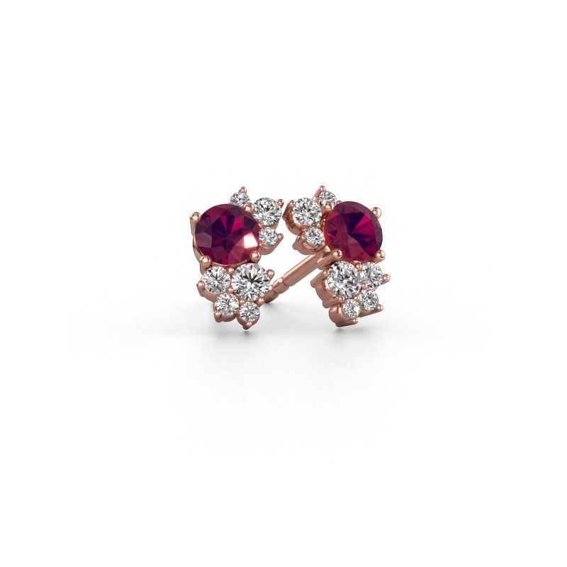 Stud earrings Veronica 585 rose gold rhodolite 4.2 mm