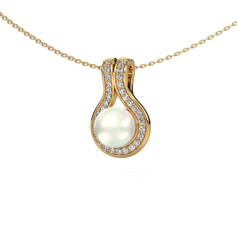 Pendentif Noriko 585 or jaune perle blanche 6 mm