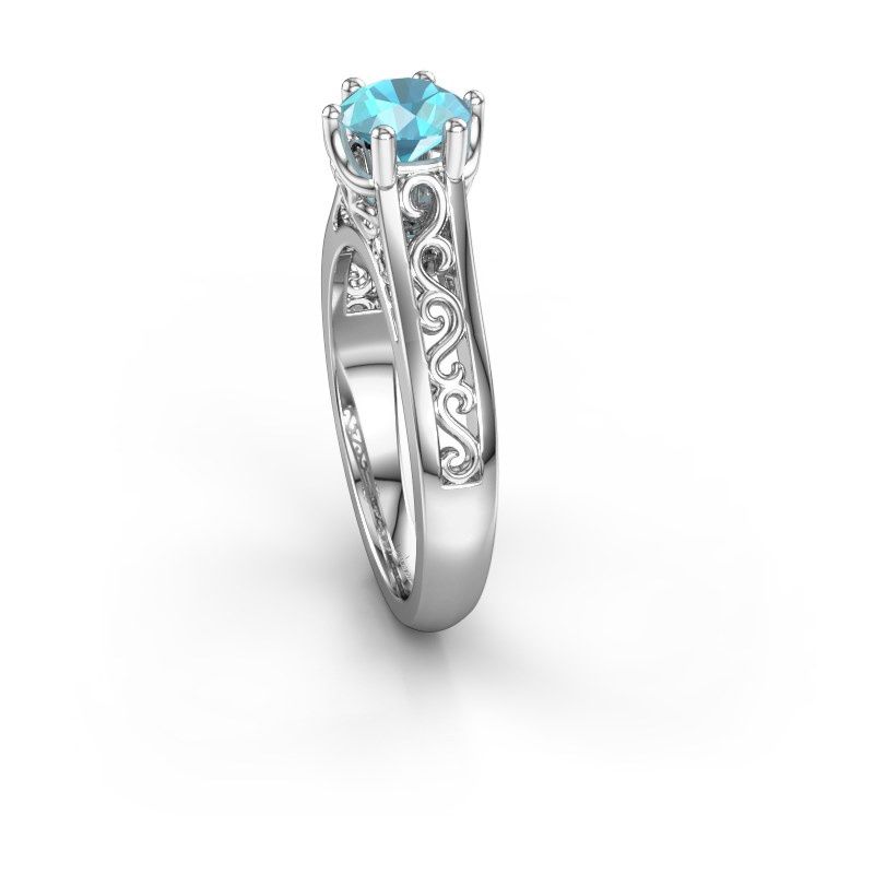 Image of Engagement ring shan<br/>950 platinum<br/>Blue topaz 6 mm