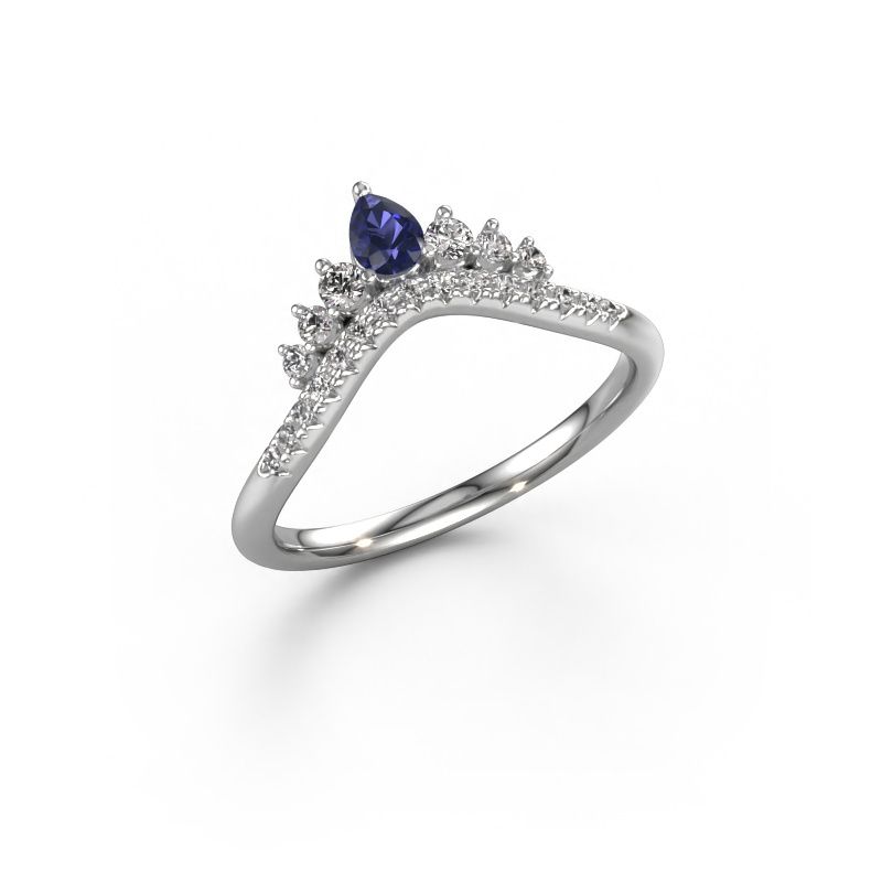 Stackable ring Crown A 585 white gold sapphire 4x3 mm