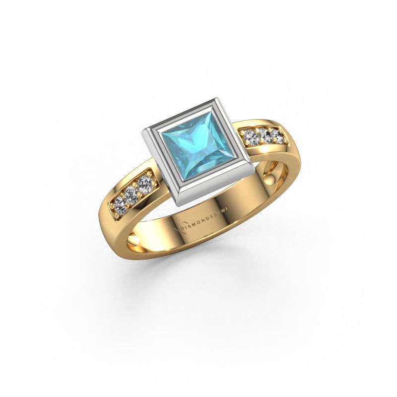 Ring Charlotte Square 585 gold blue topaz 5 mm