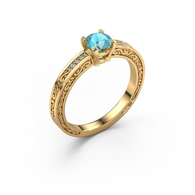 Verlobungsring Claudette 2 585 Gold Blau Topas 5 mm