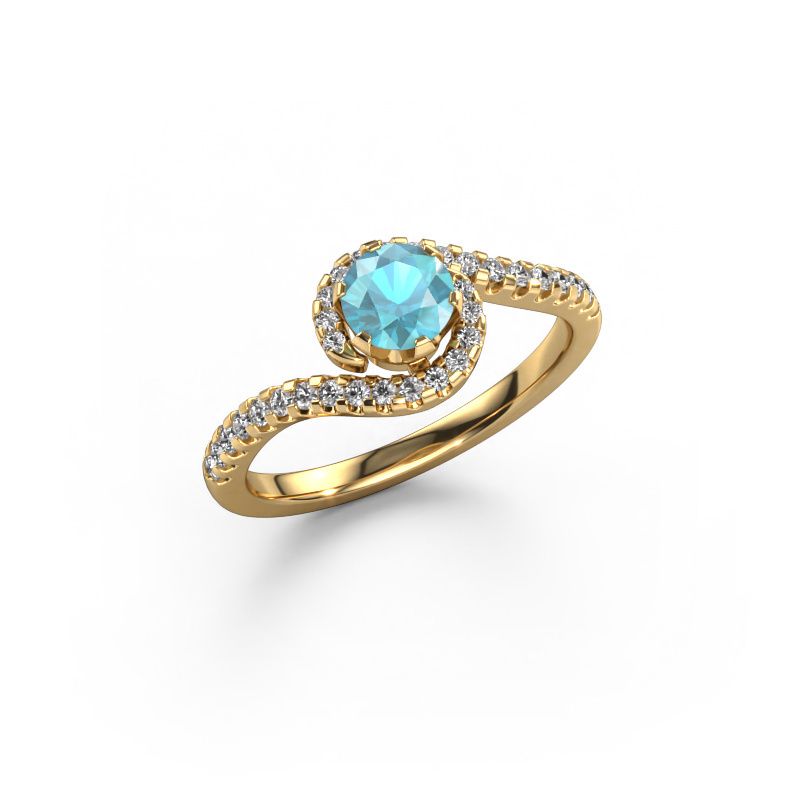 Engagement ring Elli 585 gold blue topaz 5 mm