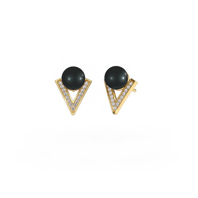 Boucles d'oreilles Faith 585 or jaune perle noire 7 mm