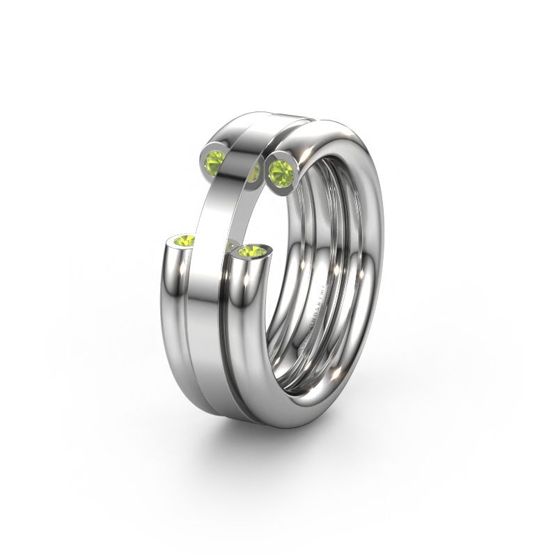Wedding ring WH6018L 950 platinum peridot ±8x3 mm