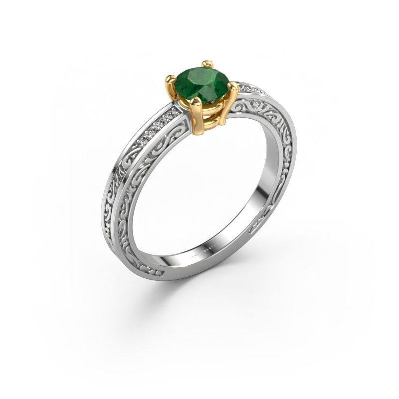 Engagement ring Claudette 2 585 white gold emerald 5 mm