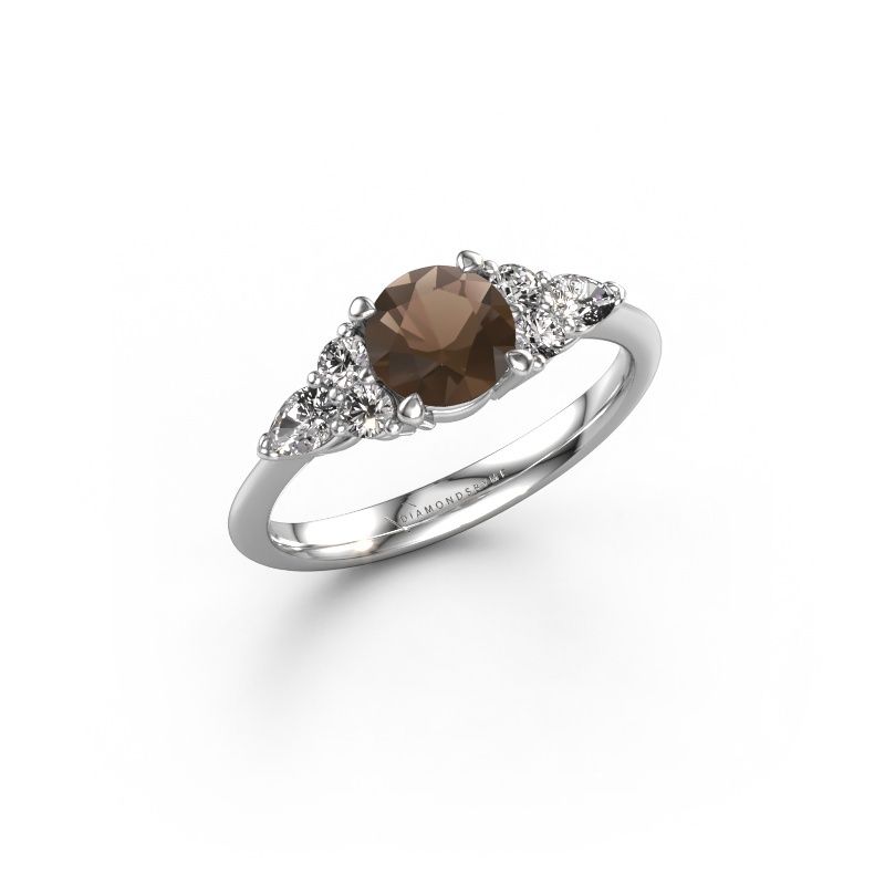 Engagement ring Melani RND 585 white gold smokey quartz 6 mm