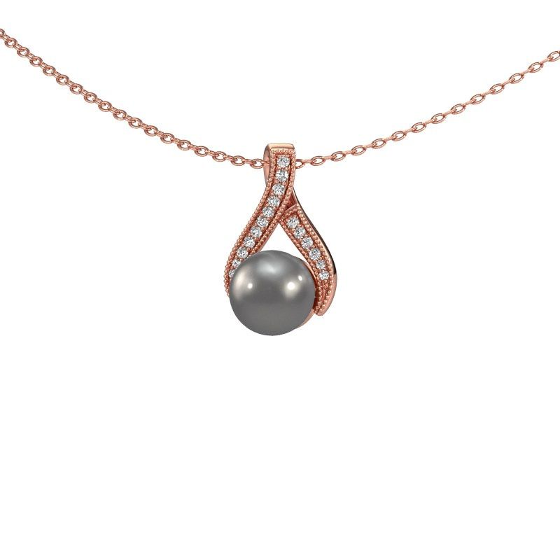 Anhänger Kasha 585 Roségold Grau Perl 5 mm