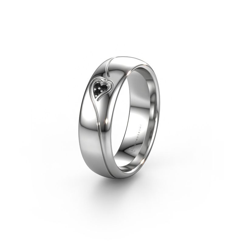 Wedding ring WH0168L36AP 585 white gold black diamond ±6x1.7 mm