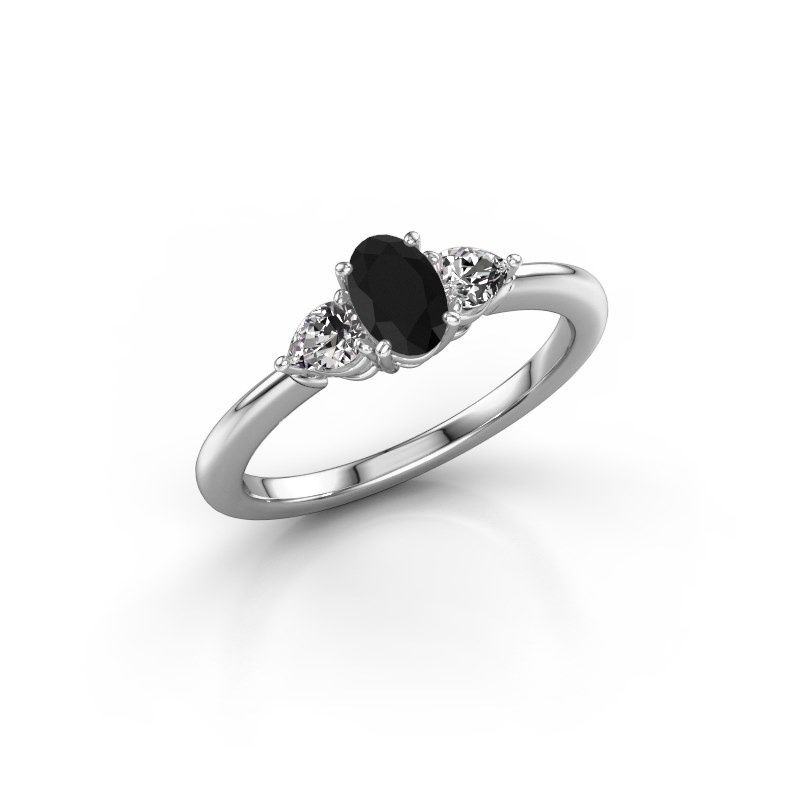 Afbeelding van Verlovingsring Chanou OVL 950 platina zwarte diamant 1.02 crt