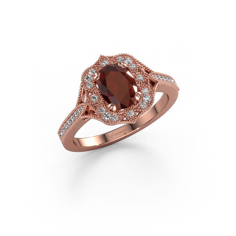 Engagement ring Loni 585 rose gold garnet 7,5x5,5 mm