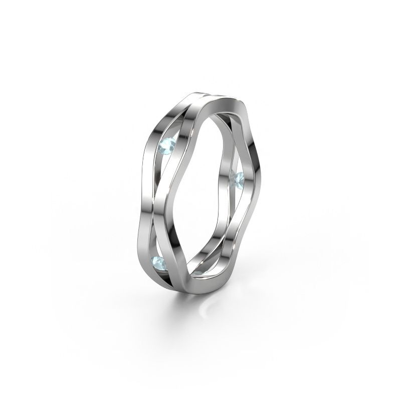 Trouwring WH2122L 585 witgoud aquamarijn ±5x1.8 mm