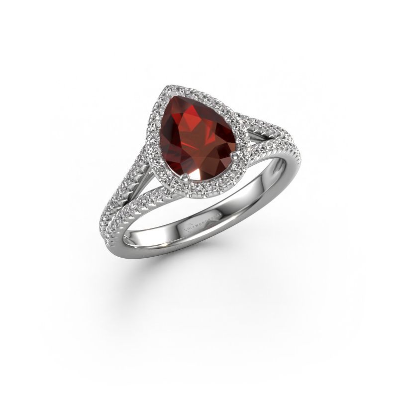 Engagement ring Verla pear 2 585 white gold garnet 8x6 mm
