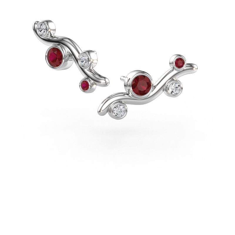 Clous d'oreilles Jin 585 or blanc rubis 4 mm
