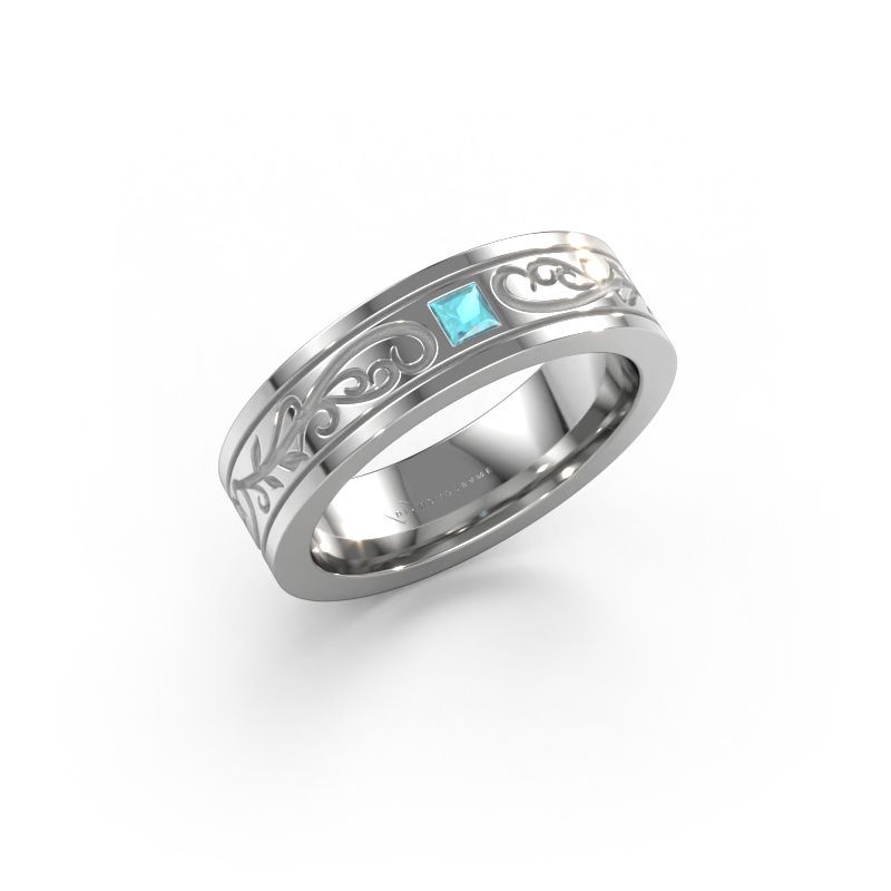 Men's ring Matijs 585 white gold blue topaz 3 mm