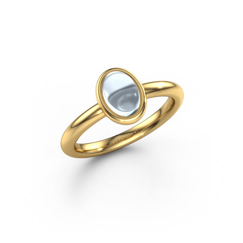 Ring Blossom OVL 2 585 goud aquamarijn 7x5 mm