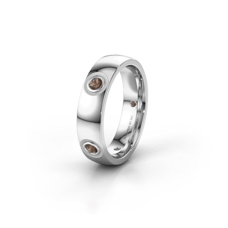 Image of Wedding ring WH0139L25BP<br/>950 platinum ±5x2 mm<br/>Smokey quartz