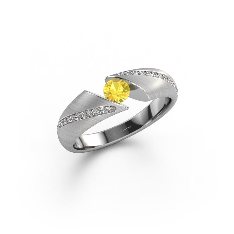 Ring Hojalien 2 585 white gold yellow sapphire 4.2 mm