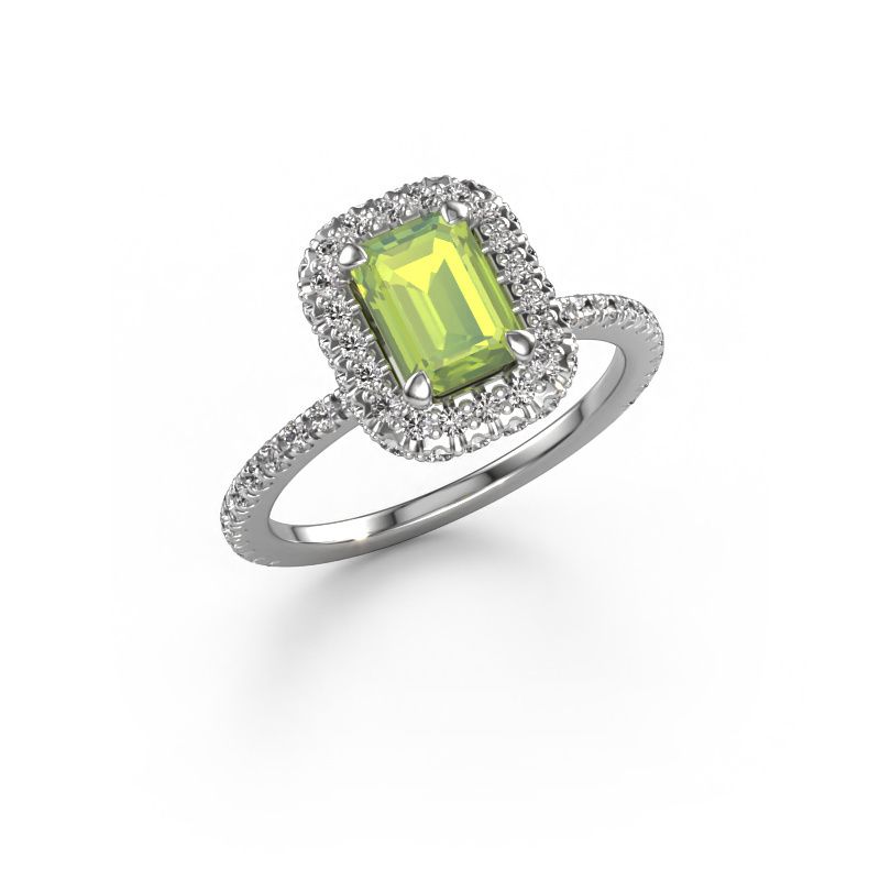 Engagement ring Talitha EME 585 white gold peridot 7x5 mm