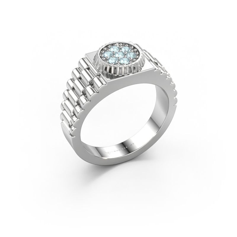 Bague pour homme Nout 950 platine aigue-marine 2 mm