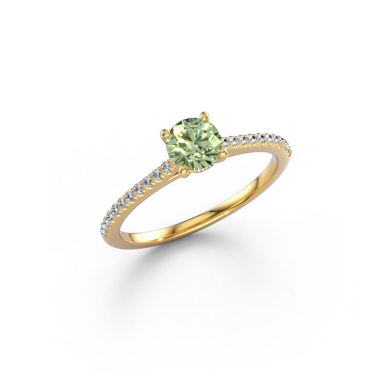 Engagement ring Sophie RND 585 gold green lab grown diamond 5 mm