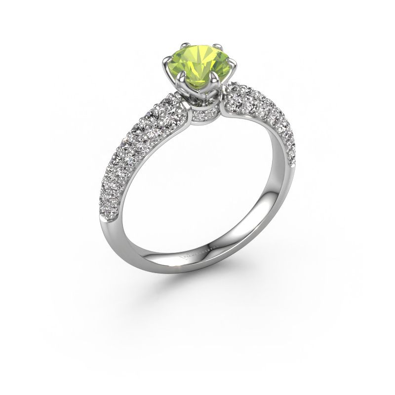 Engagement ring Meryl 585 white gold peridot 5.7 mm