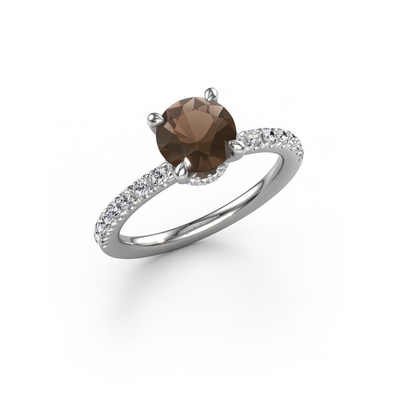 Bague de fiançailles Crystal rnd 4 EXPRESS 950 platine quartz fumé 7 mm
