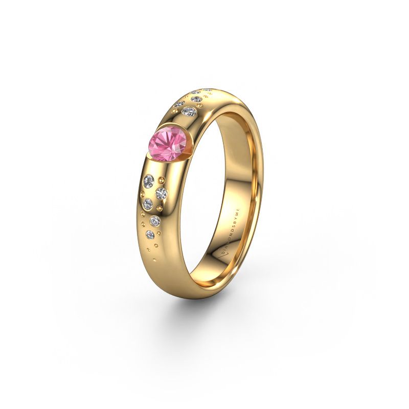 Wedding ring WH2104L34A 585 gold pink sapphire ±4,5x1.7 mm