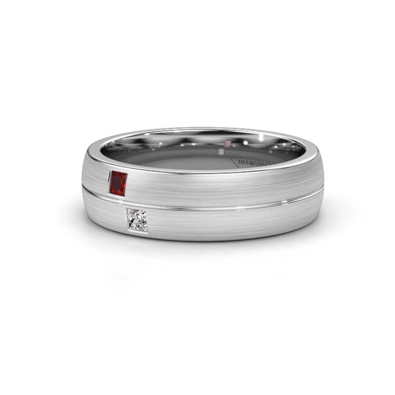 Image of Wedding ring WH0250L26BM<br/>950 platinum ±6x2 mm<br/>Garnet