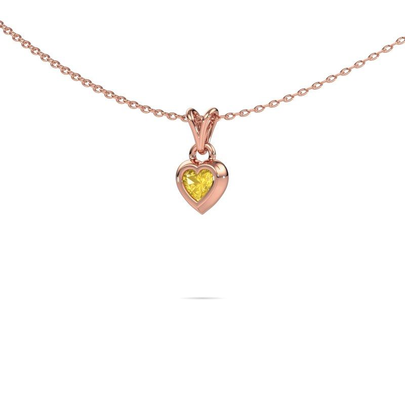 Hanger Charlotte Heart 585 rosé goud gele saffier 4 mm